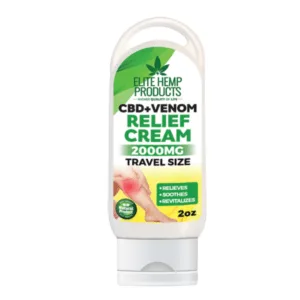 CBD + Venom Pain Relief Cream 2000mg – Fast-acting travel-size pain relief for muscles and joints.