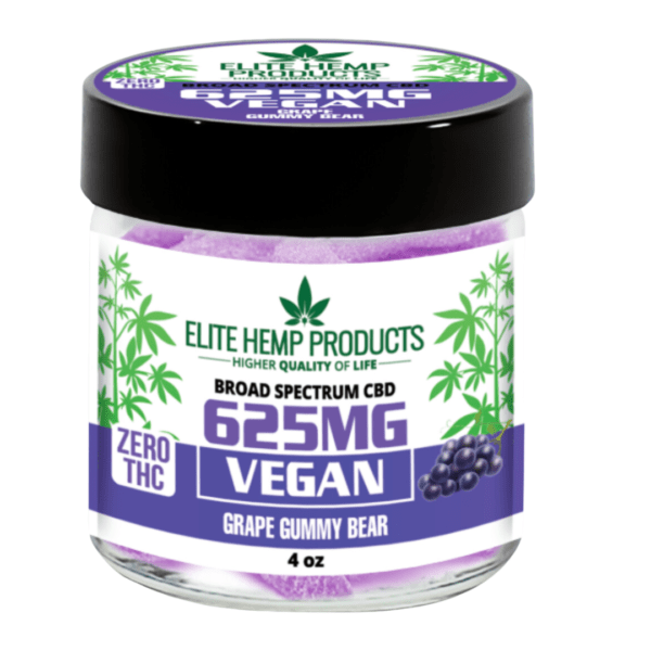CBD Vegan Gummies 625mg – Grape Flavor, Broad-Spectrum CBD for Stress & Sleep Support