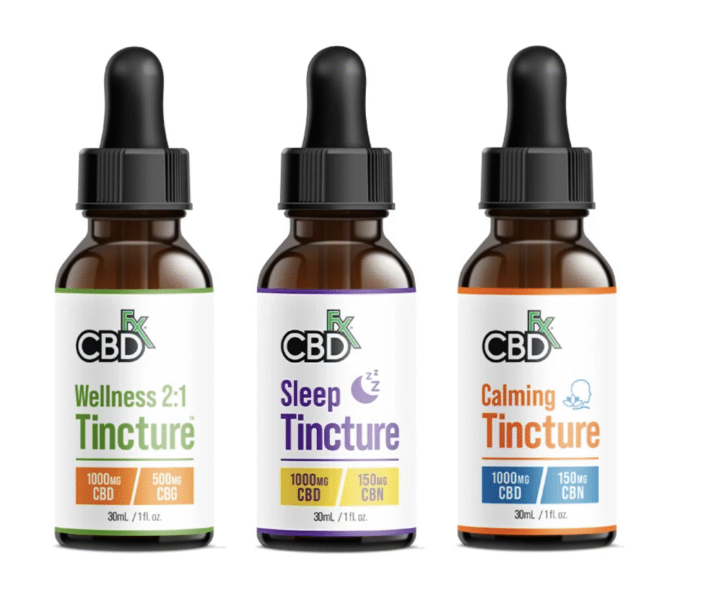 A complete CBD oil tincture set by CBDFx, featuring multiple bottles of cannabidiol oil, symbolizing variety and comprehensive wellness support.