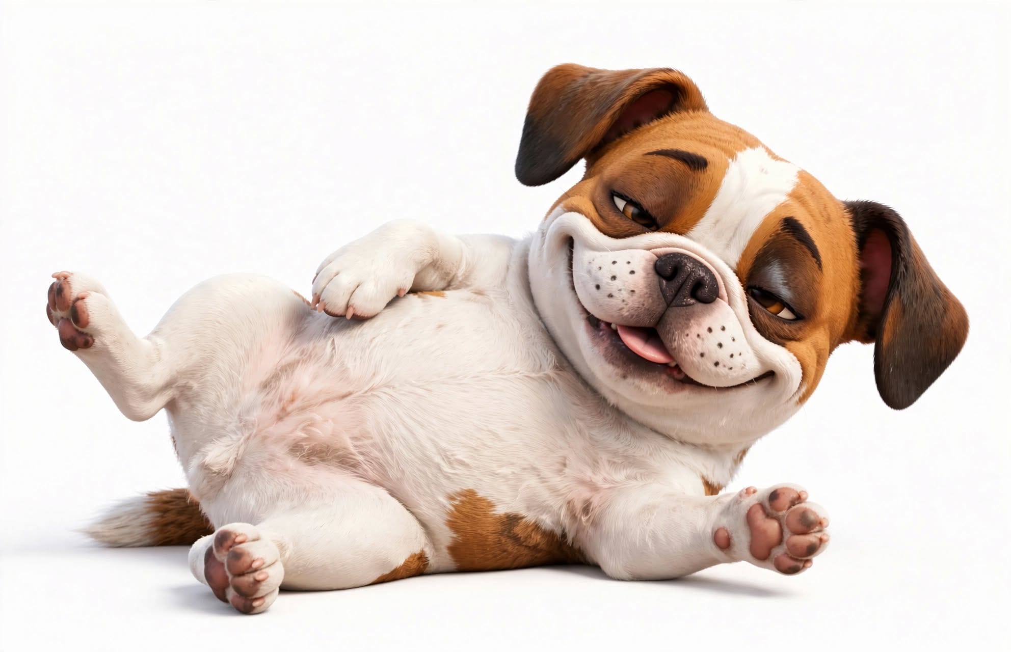 Chill pup after chew belly up